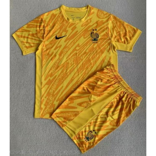 Camisa de time de futebol França Goleiro Replicas 1º Equipamento Infantil Europeu 2024 Manga Curta (+ Calças curtas)